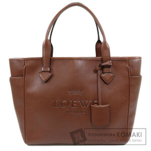 Loewe Heritage tote bag features a prominent embossed logo Brown